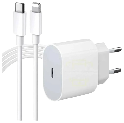 Combo Cargador Fuente + Cable Cargador para iPhone USB-C a Lightning